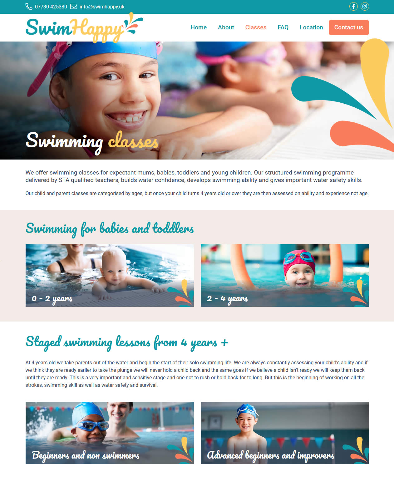 Swimming lesson website