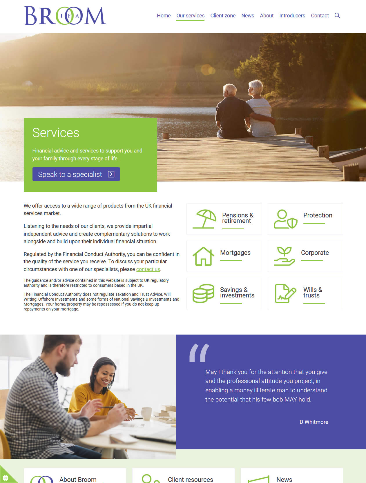 Financial services website